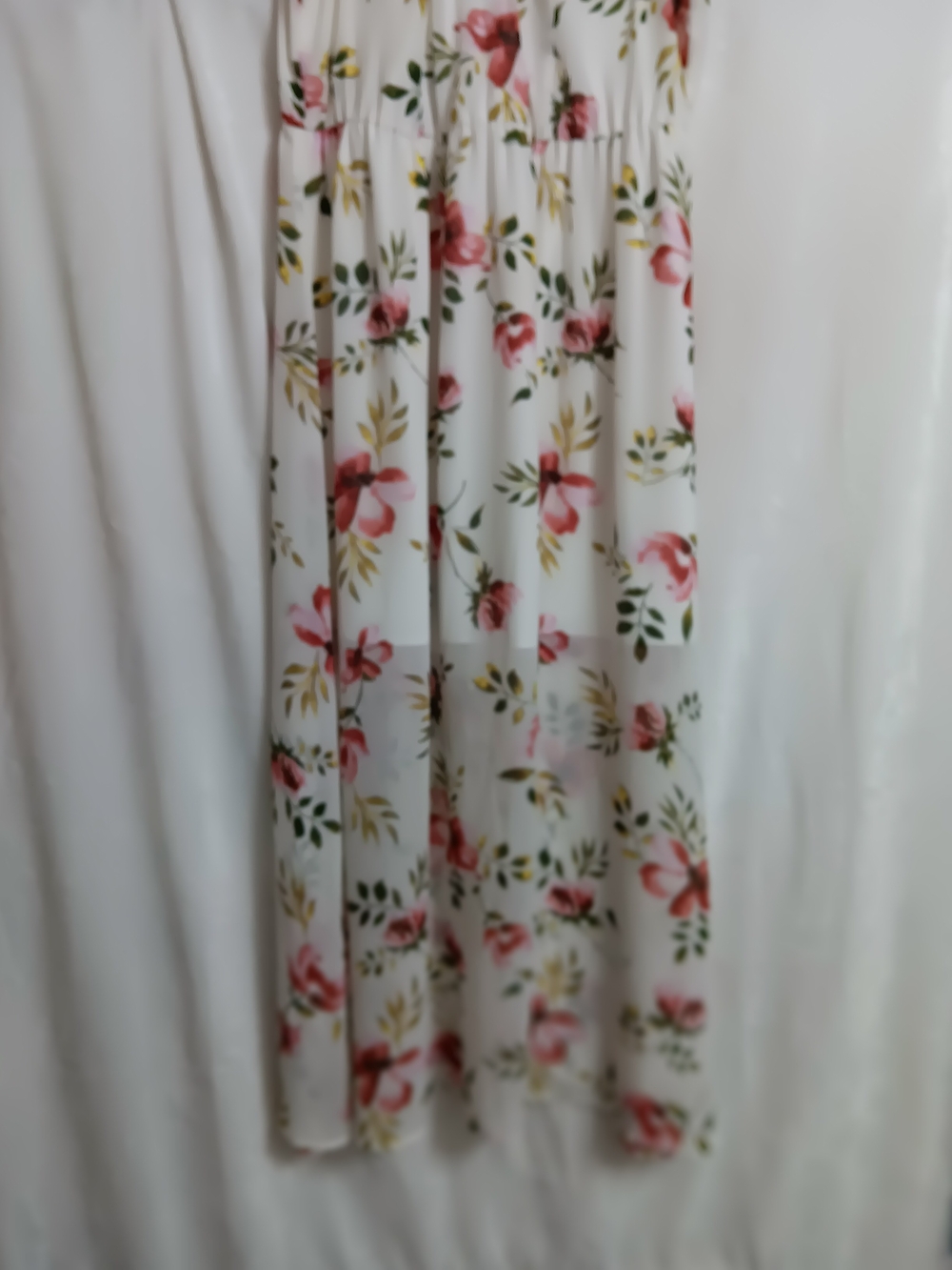 White Maxi Dress with Pink Floral Print - Picture 4 of 6